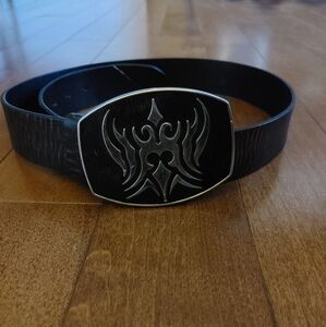 Vintage Virgin Megastore leather belt with buckle